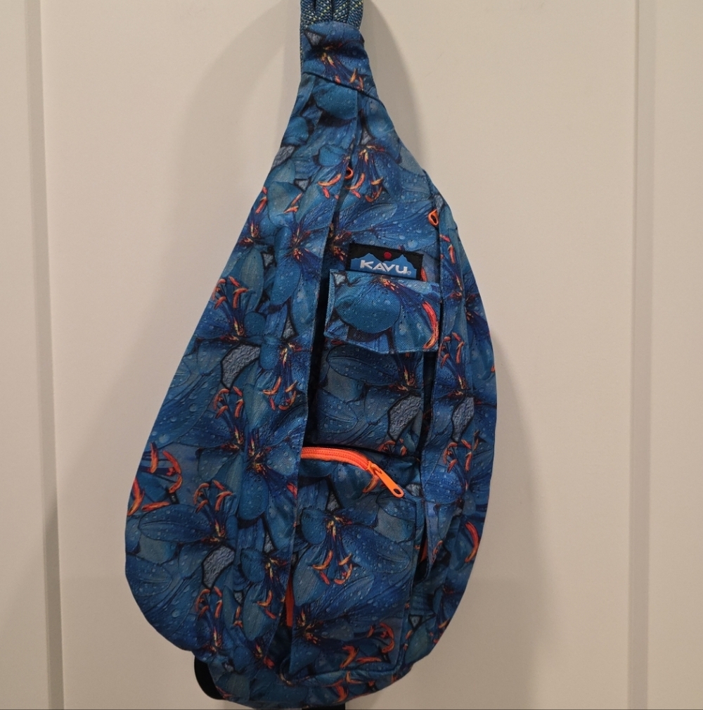 KAVU Blue Electric Lily Floral Sling Bag